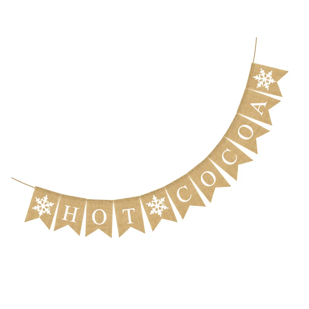 

Retro Decorative Linen Swallowtail Christmas Party Banner Reusable Christmas Bunting Garland Photo Props Holiday