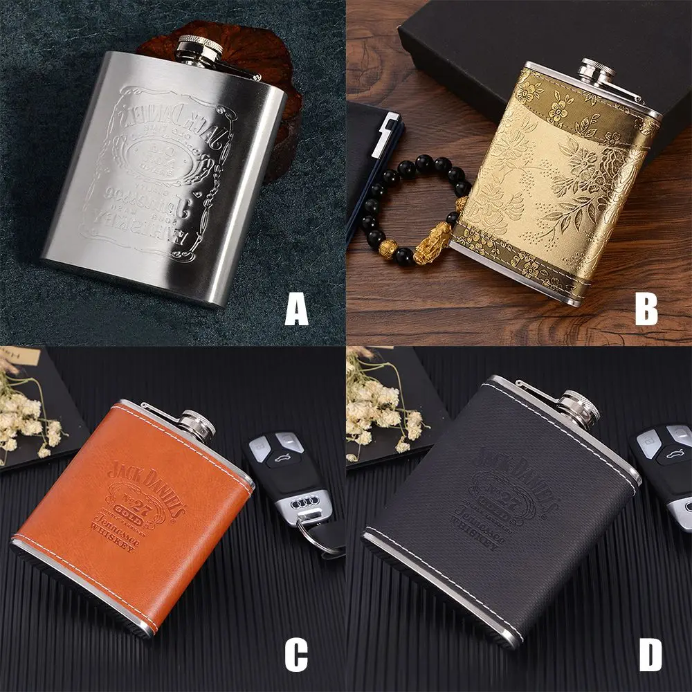 1Pc Portable 7oz/8oz Stainless Steel Hip Flask Russian Wine Mug Alcohol Pot Drinkware