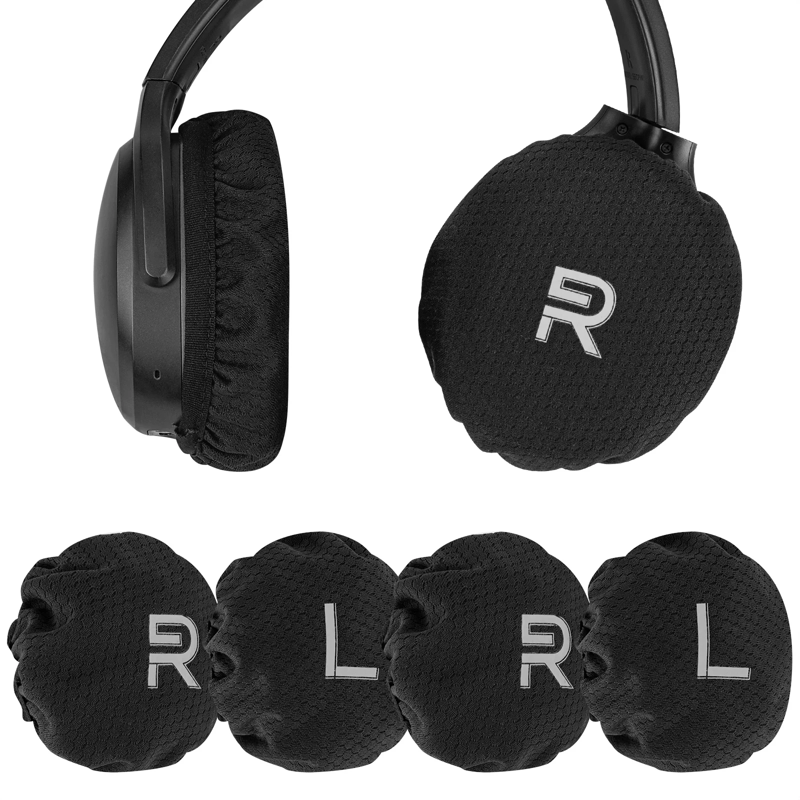 Geekria-Flex Fabric Headphones Ear Covers, lavável e elástico, protetores sanitários para fones de ouvido Over-Ear, 2 pares
