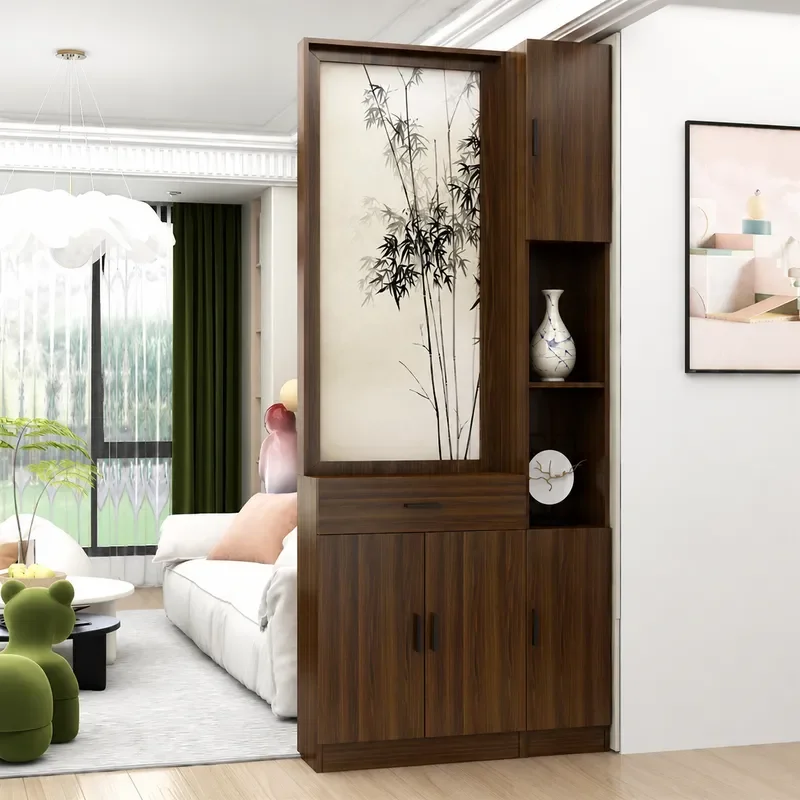 Simple Modern Solid Wood Screen Partition Cabinet New Chinese Style Entryway Divider Door Facing Occlusion Xuanzhong Ancient