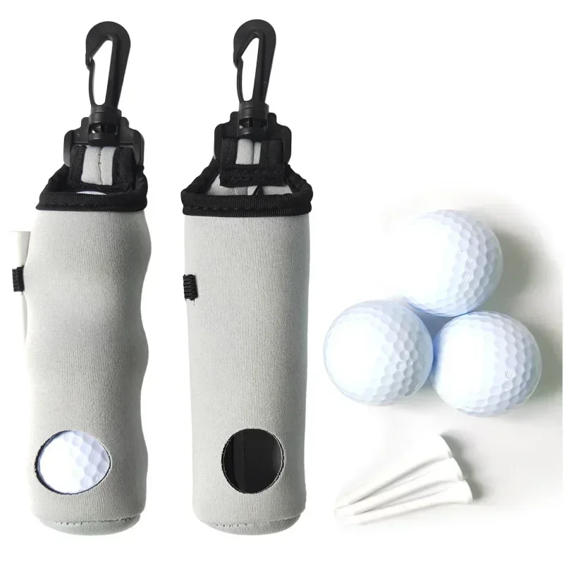 7Pcs Portable Mini Golf Carry Bag Kit Golf Balls and Tees Holder with 3 Balls and 3 Tees with Light Weight Hook for Golfer Gifts