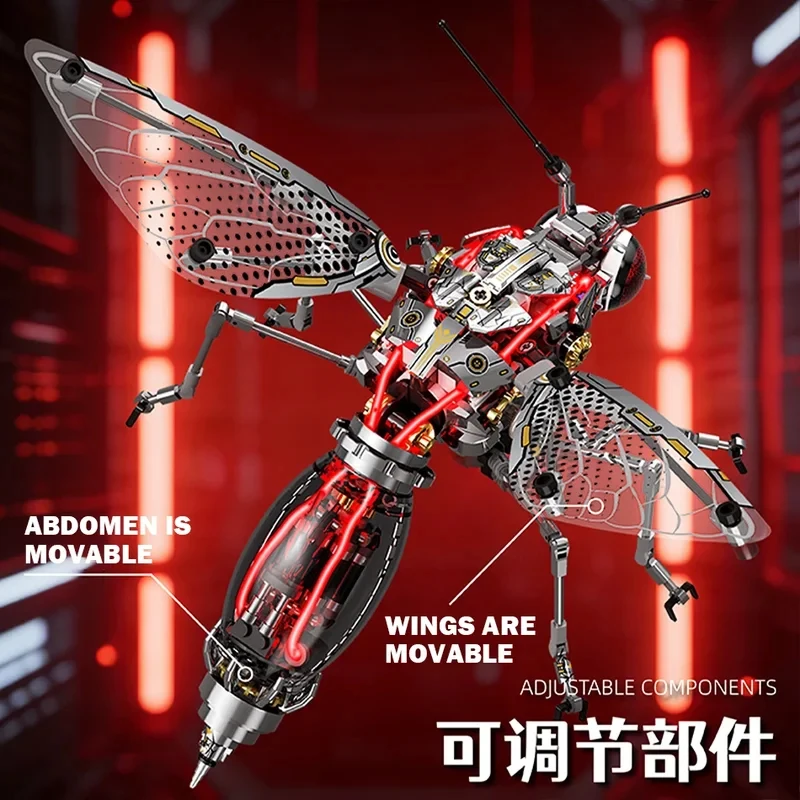 MOC Cyberpunk style Motorized Mechanical Mosquito Building Blocks 747PCS Insect Model Construction Bricks Toy for Adult Kid Gift view 4