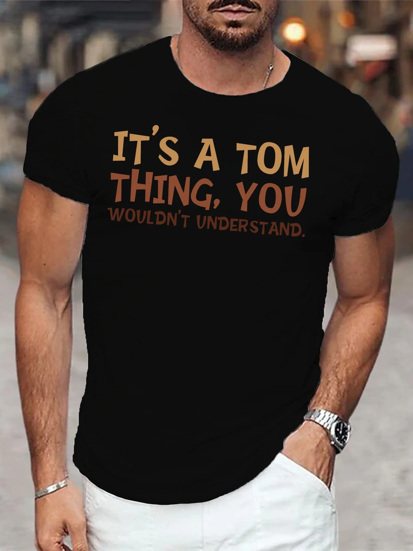 Tom Thing Men's Graphic T-Shirt - Casual Short Sleeve, Breathable Fiber, Machine Washable - Perfect Summer Fashion