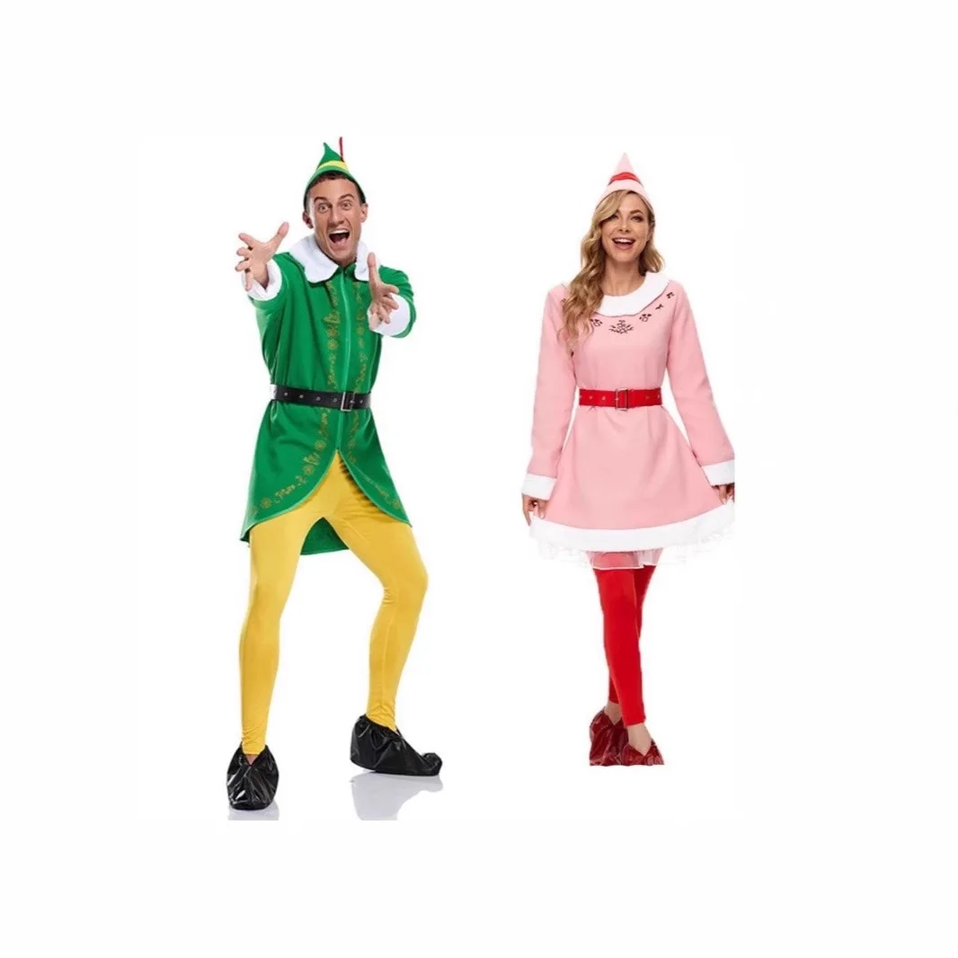 

Christmas Elf Cosplay Buddy Jovie Cosplay Man and Women Christmas Costume Christmas Party Santa Claus Cosplay Costume