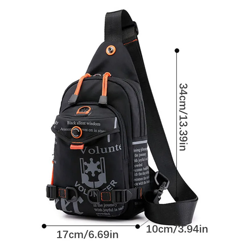 HVTIL Fashion Men Chest Bag Headphone Jack Sling Luxury Waterproof Shoulder Crossbody Sling Pack Outdoor Travel Large Capacity