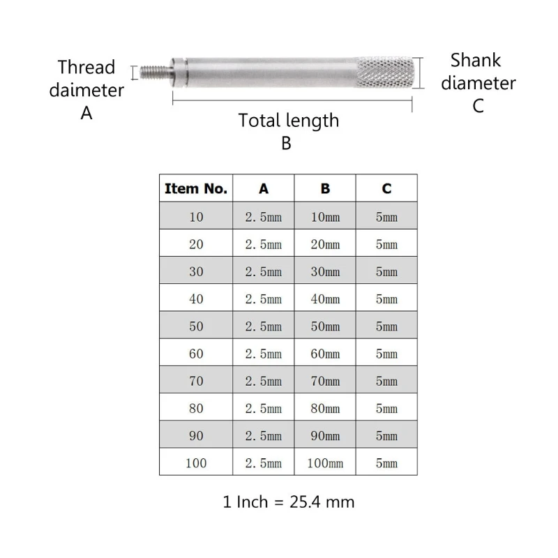 Dial Extension Rod Dial Extension Stem Dial Gauge Accessories Suitable for Dial Digital HSS Portable