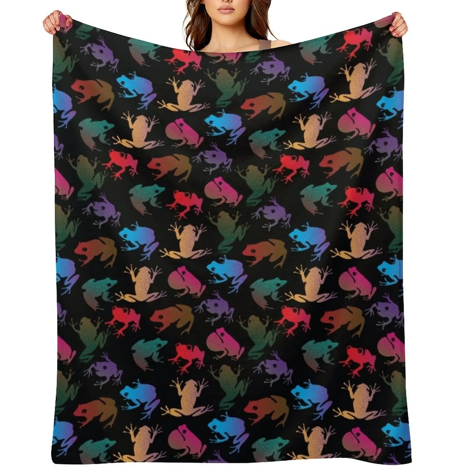 

frogs Throw Blanket Beautifuls Plaid Weighted Luxury Designer Blankets