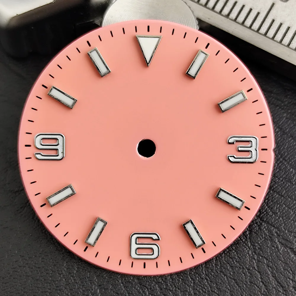 28.5mm dial NH35 dial hands suitable for NH35nh36 movement C3 dial pink/black/green digital dial