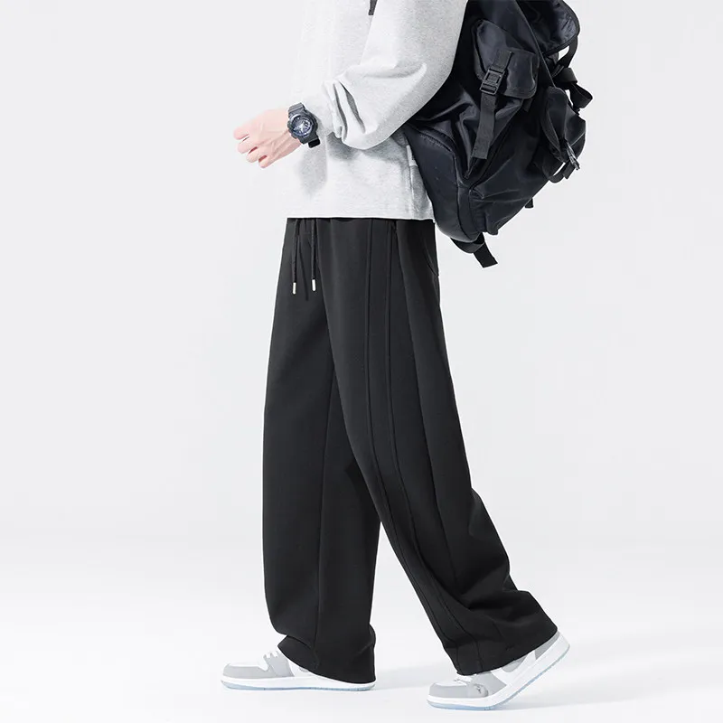 

Men's Casual Loose Sports Pants Spring Autumn Straight Leg Wide Leg Sweatpants Drapey Feel Polyester Cotton Spandex Blend