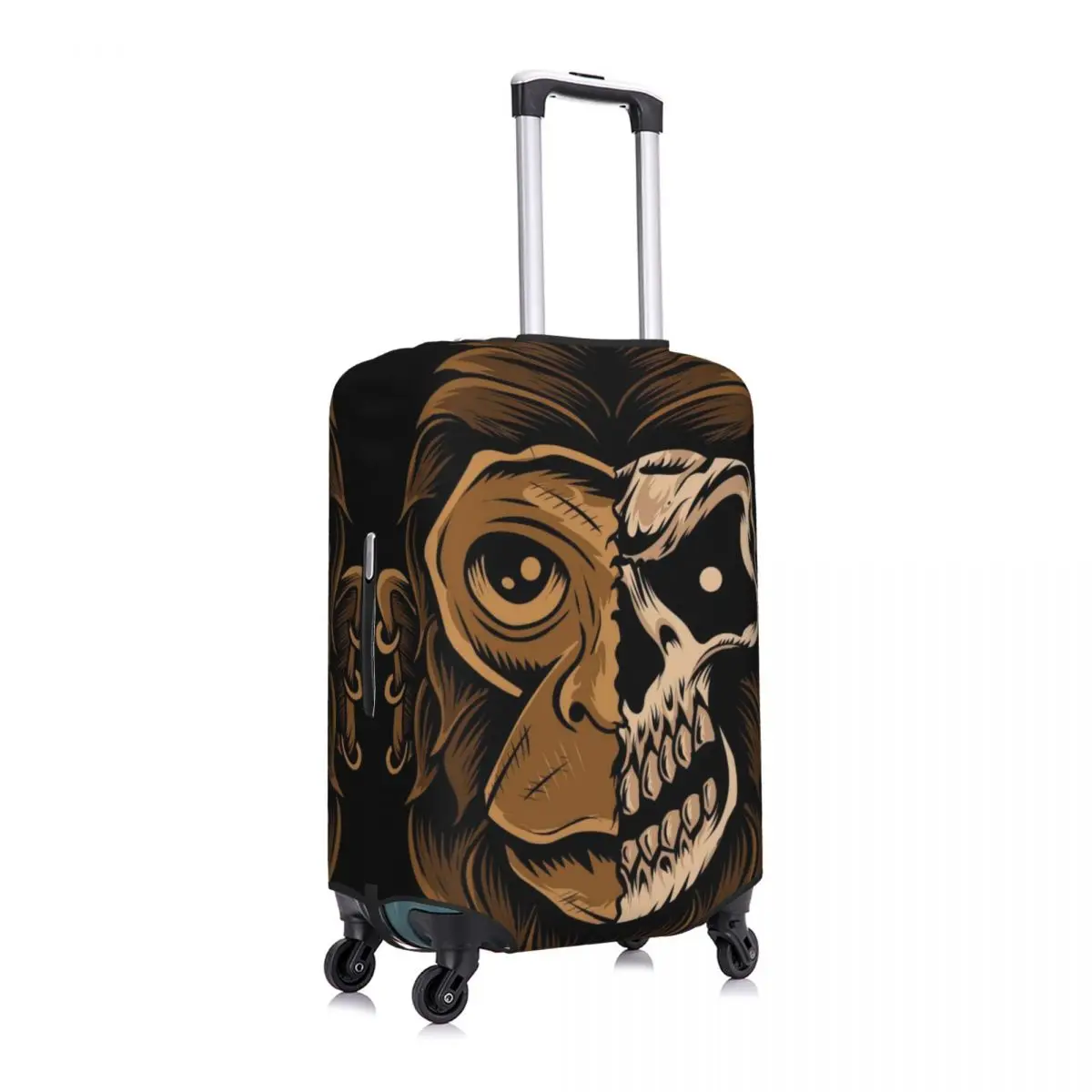 Monkey Skull Head On Black Background Print Luggage Protective Dust Covers Elastic Waterproof 18-32inch Suitcase Cover Travel