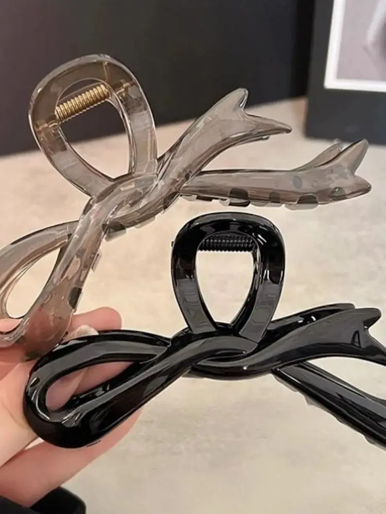 Pinces à cheveux avec nœud en ruban acrylique de 13cm, pinces à cheveux en forme de crabe, Barrettes brillantes, épingles à cheveux, queue de cheval requin pour femmes, accessoires pour cheveux