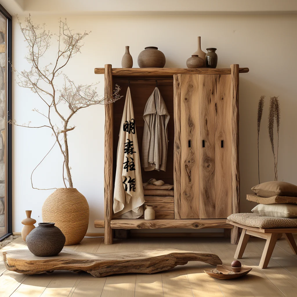 

Bed and breakfast furniture wabi-sandy wind aesthetics solid wood wardrobe two-door locker logs, recommended antique and good th