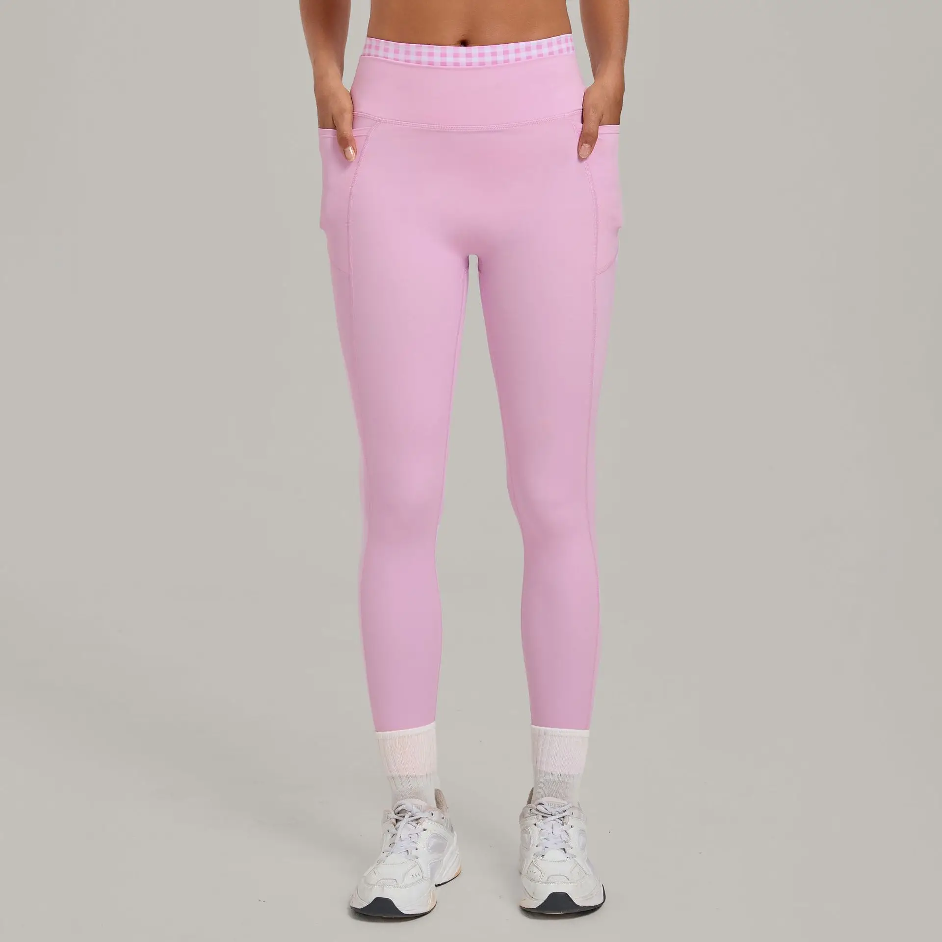Fake Two-piece Retroprinting Yoga Pants with Pocket Pants High Elastic Butt Lift Running Sports Bottom Pants for Women Plus Size