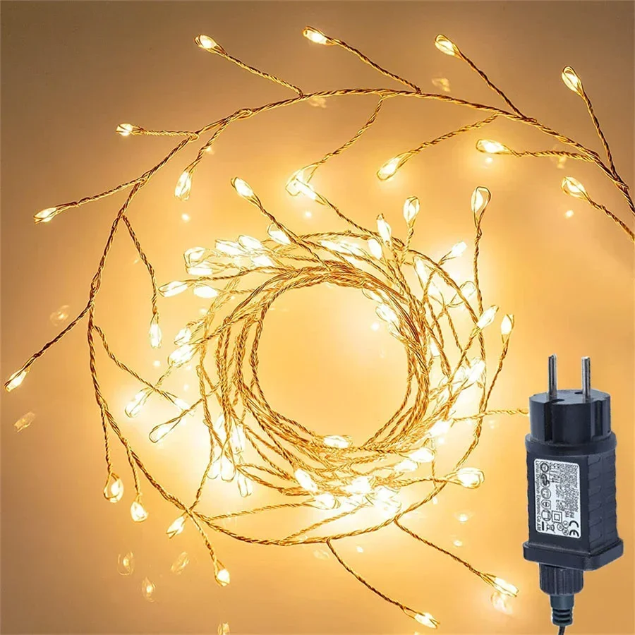 

6M/15M/30M 1000 LED Firecracker Fairy Light Plug in Cluster String Light Waterproof Christmas Starry Firefly Light For DIY Decor