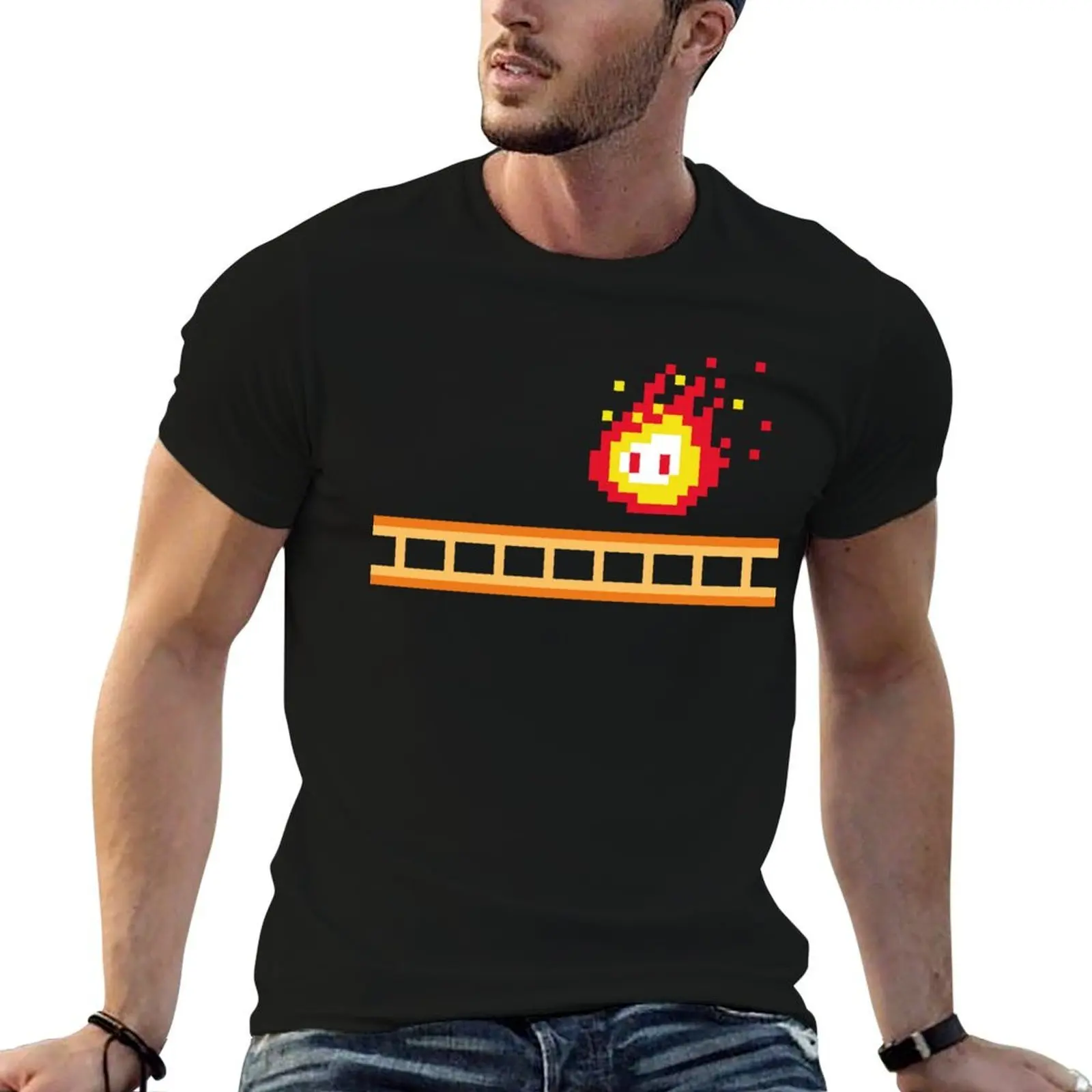 Sparky is on Fire // Retro Arcade Gamer T-Shirt valentines boutique clothes Short sleeve tee plus size men clothing