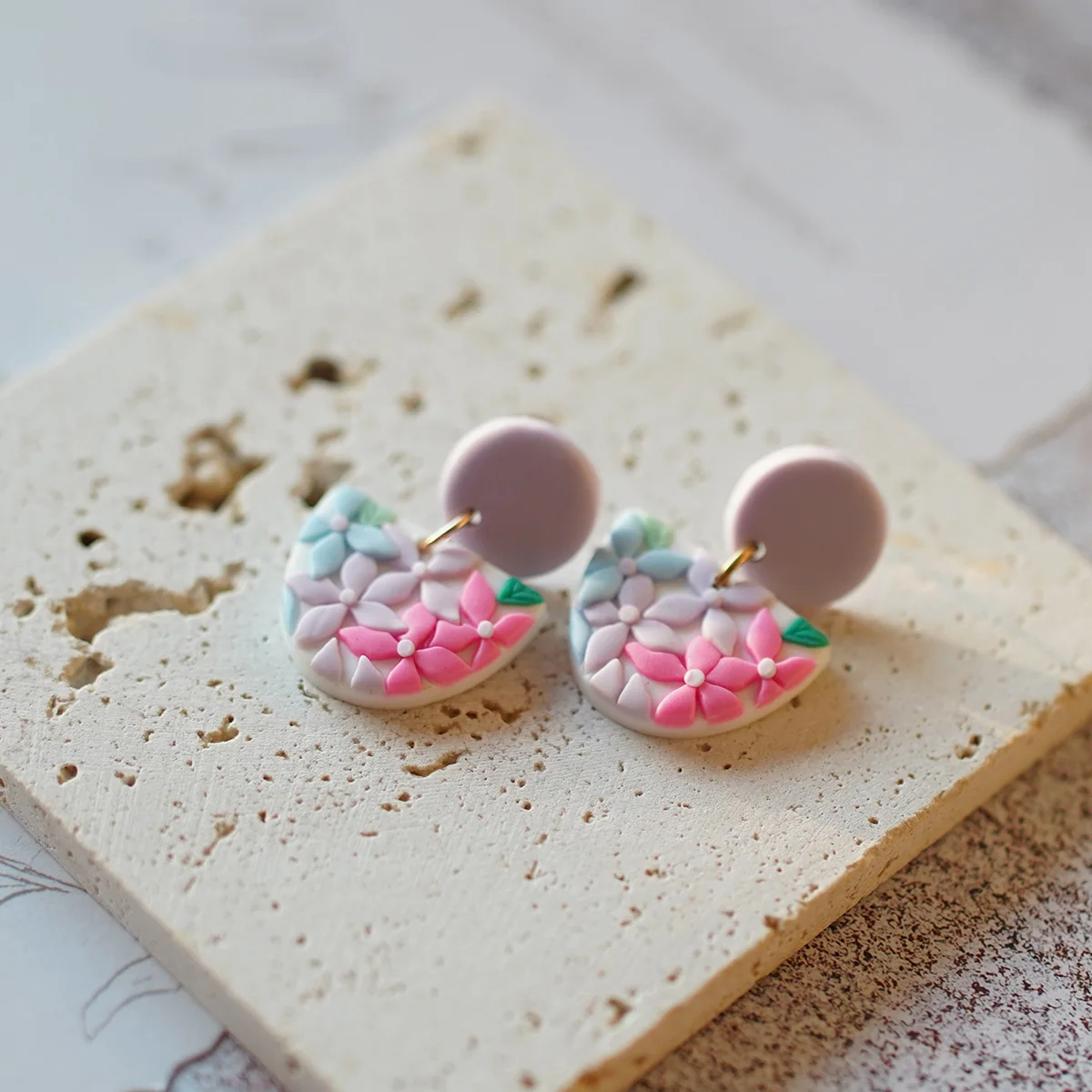 Floral Romantic Multi-Shaped Dangle Earrings Set Trendy Fashion Polymer Clay Women\'s Accessory for Beach Holiday Wear Gifts
