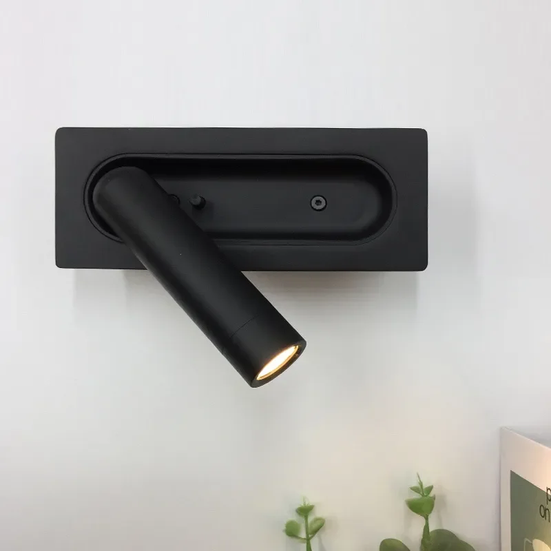 for Embedded LED Wall Light Rotatable Modern Bedside Reading Lamp for European Hotel Engineering Club Bedroom