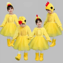 Kids Duck and Chick Cosplay Outfit Animal Costume Girls and Boys Yellow Duck Dancing Cute Clothes Chick Ugly Duckling Goose