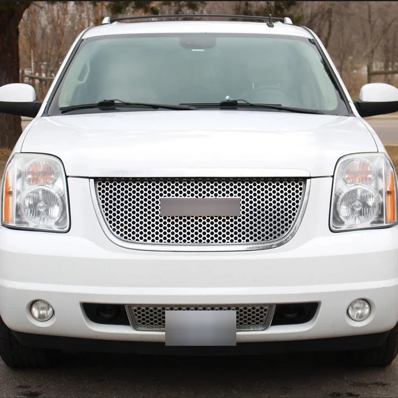For GMC Yukon XL Denali 2007-2014 Chrome Hood Molding Trim Upper Lower Grille Chrome Front bumper Mesh Grille Air Inlet Grid