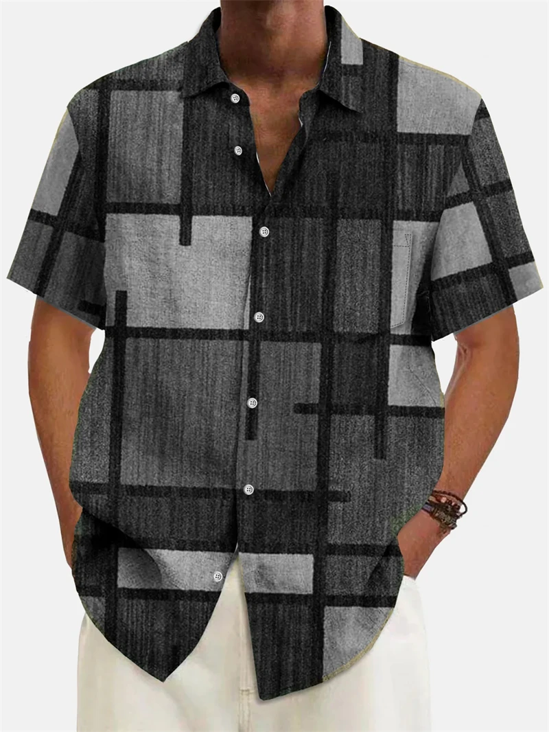 

Men's Shirt Vintage Geometic Pattern 3D Printed Short Sleeve Fashion Casual Tops New In Summer Casual Ethnic Shirt Men's Tops