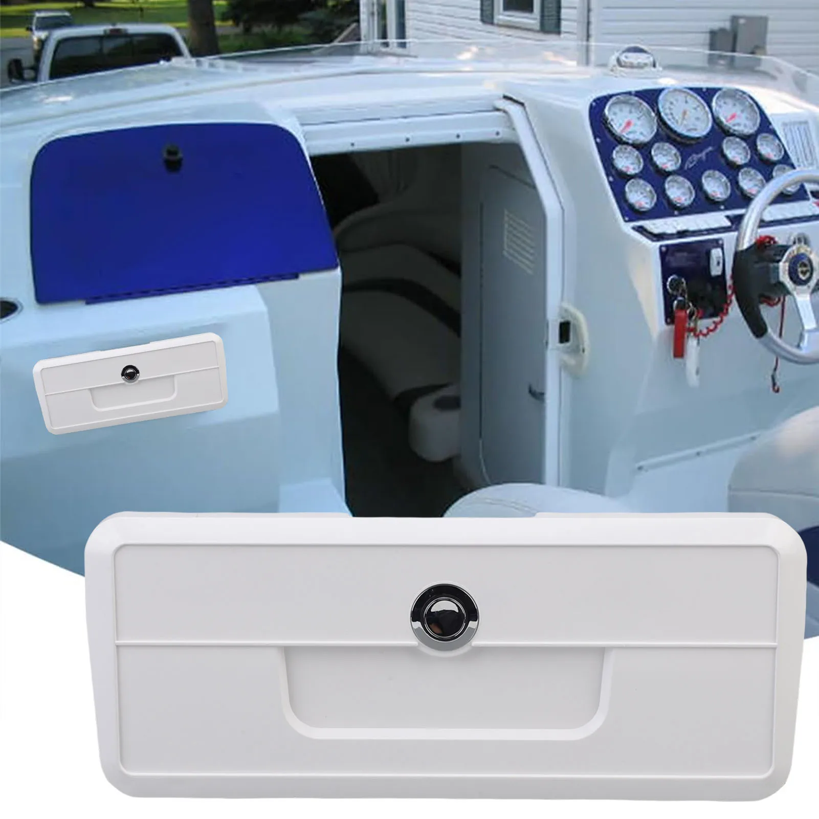 Caja de muelle para yate, caja de almacenamiento para barco, portavasos multifuncional, diseño a prueba de lluvia, caja de muelle para yate con cerradura de botón