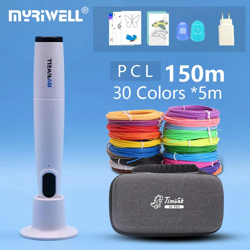 

Myriwell Low Temperature 3D Pen PR 300B 3d Printing Pen Best for Kids 30Colors PCL Filament 1.75mm Christmas Birthday Gift