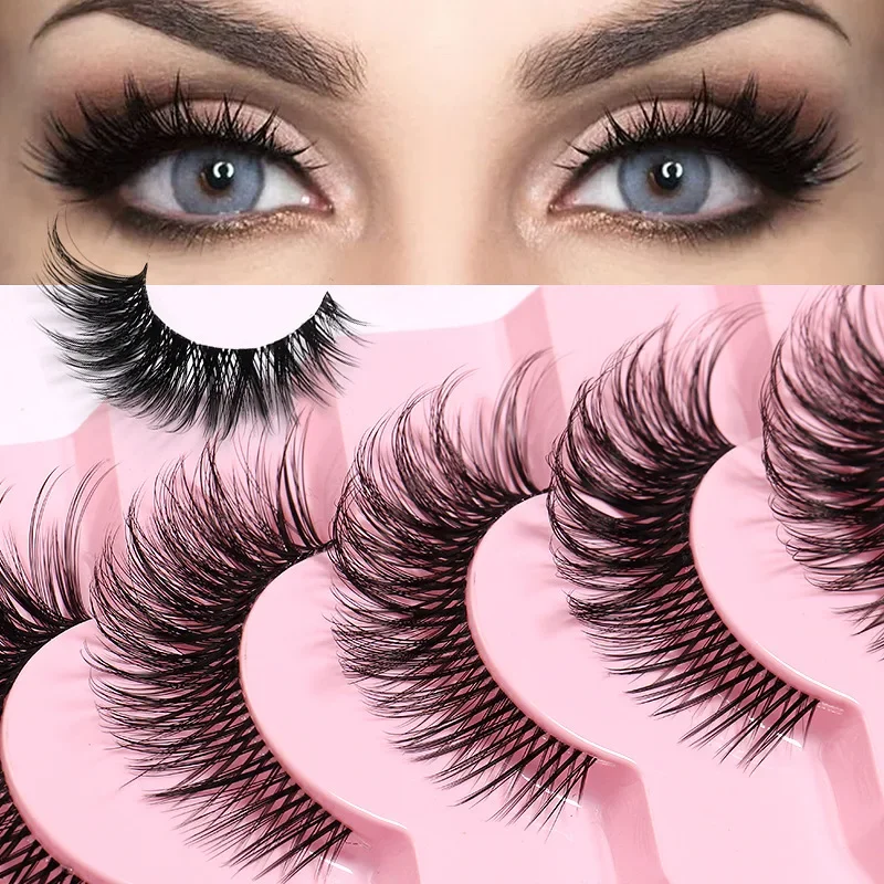 New Transparent Terrier Fox Eye False Eyelashes 7 Pairs of Eye Tail Lengthening Daily Makeup Stage Eyelashes Wholesale