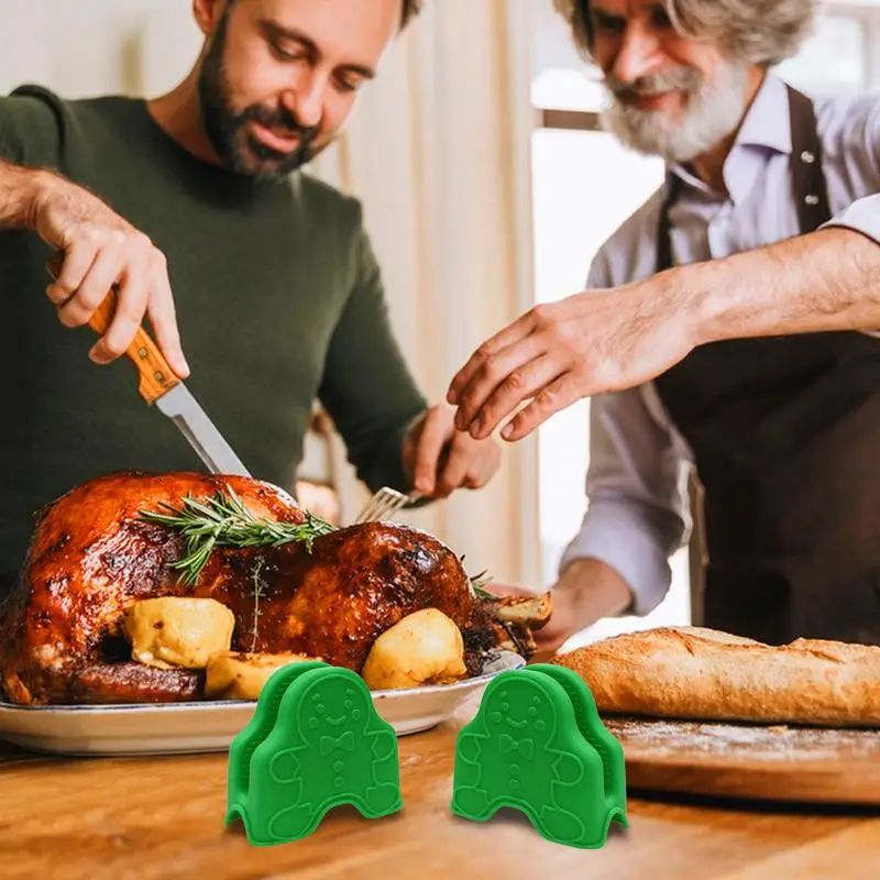 Oven Pinch Mitts | Gingerbread Man Oven Mitts | Silicone Oven Mitts Heat Resistant Oven Gloves Pinch Mitts Potholder for Kitchen