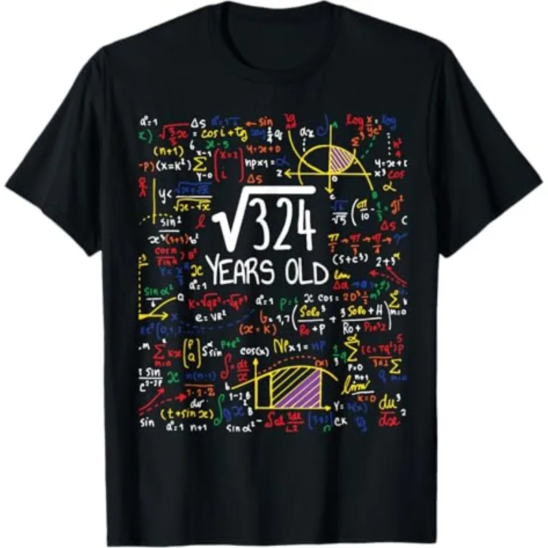 Square Root of 324 - 18th Birthday 18 Year Old Math Bday T Shirt Men's Women Cotton Tee Casual Summer Oversize Top Humor Novelty