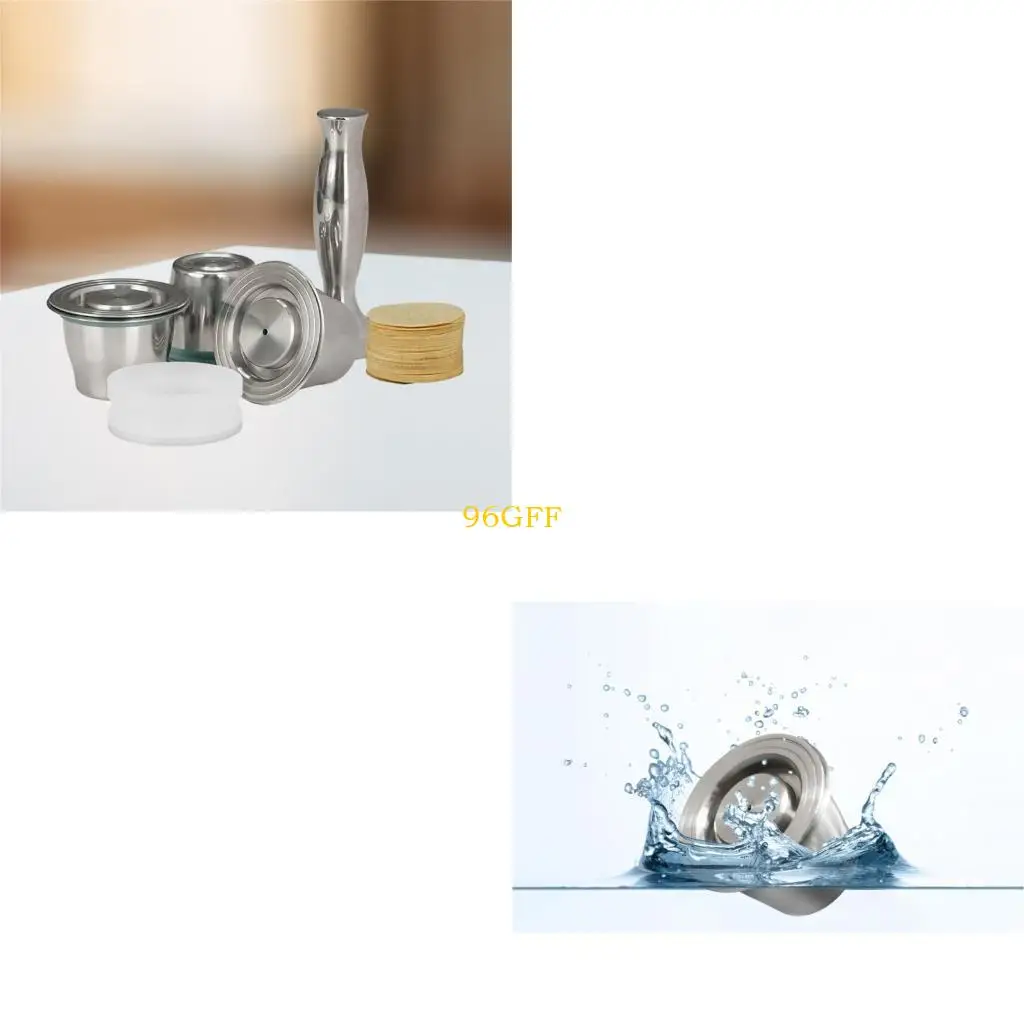 96GF Multifuntional Coffee Pods Brewing Filters Dosing Tool Stainless Steel and Plastic Texture for Coffee Enthusiasts