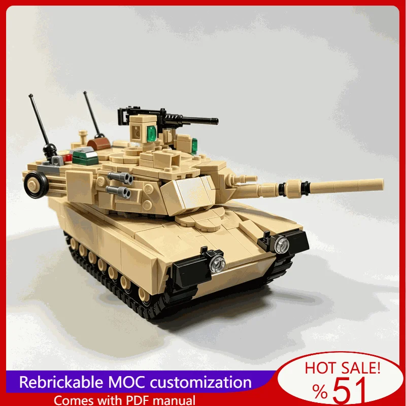 M1A2 Abrams Modern Main Battle Modify Tank War Series Armored Vehicle Building Block DIY Assembly Collection Christmas Gift Toys