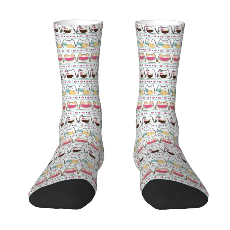 

Custom Funny Print Summertime Cats Border Socks for Women Men Stretchy Summer Autumn Winter Crew Socks