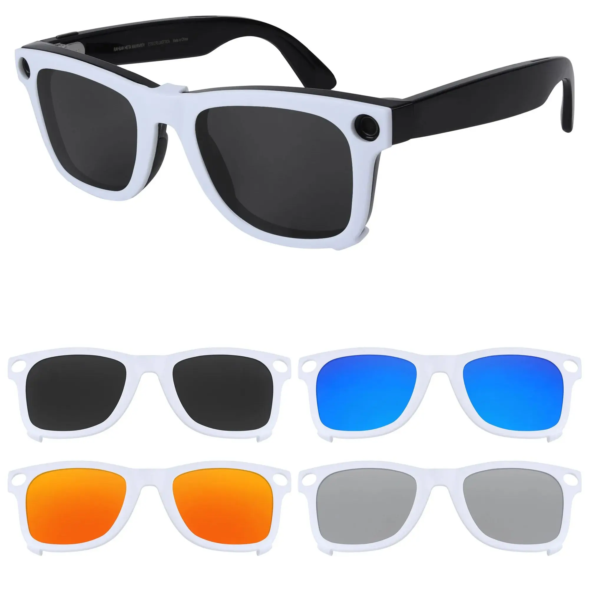 

Rarayvix Polarized External Mount Clip-on White for Ray-Ban Meta Wayfarer RW4008 53mm for Men Women UV Protection Sunglasses