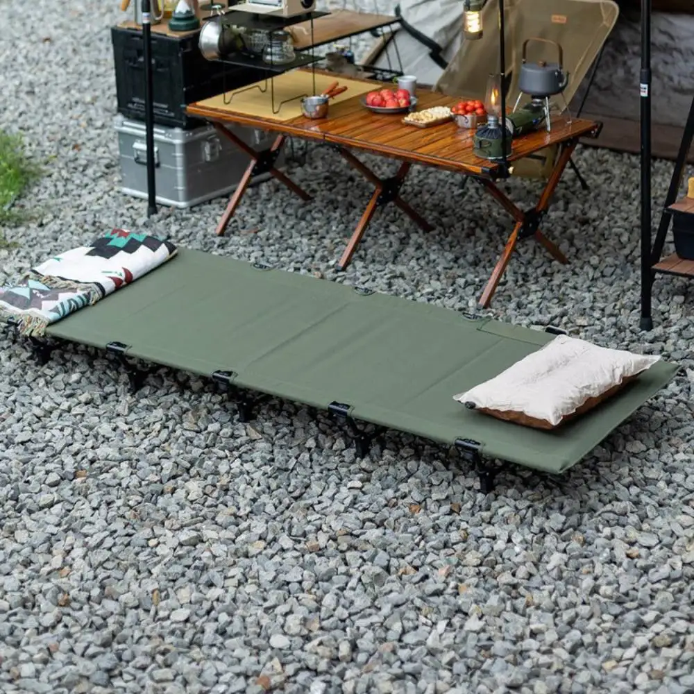 Outdoor Aluminum Alloy Ultra Light Camping Cot - Portable Folding Bed for Office Napping Hospital Companion Road Trip