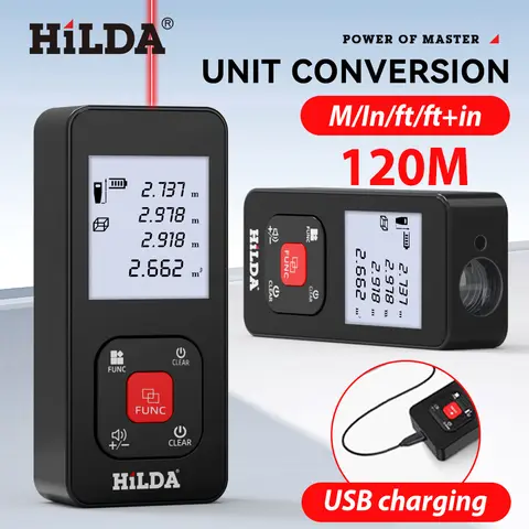 HILDA USB 미니 레이저 거리 측정기 50M 120M 거리 측정기 테이프 거리 측정기 측정 장치 디지털 눈금자 테스트 도구 HILDA USB 미니 레이저 거리 측정기 50M 120M 거리 측정기 테이프 거리 측정기 측정 장치 디지털 눈금자 테스트 도구