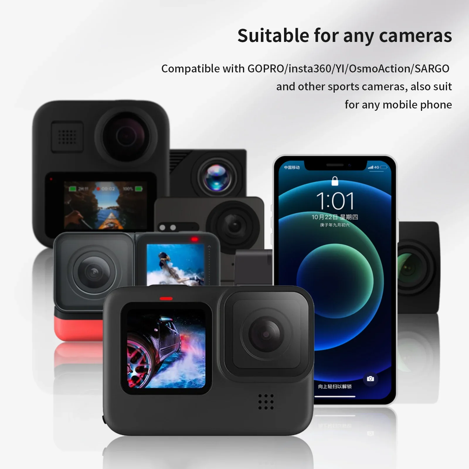 FF-F19B Rotazione di 360 Gradi Montaggio Manubrio Bici Della Bicicletta Del Motociclo Per Gopro Hero 10 9 8 7 6 5 Insta360 Osmo Azione IPhone