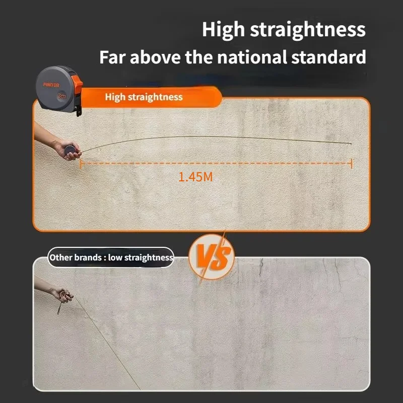 FINDER 3M Measuring Tape Handheld High-accuracy Ruler Thickened Anti-abrasion Home Carpentry Measure Tape with Clear Mark Scale