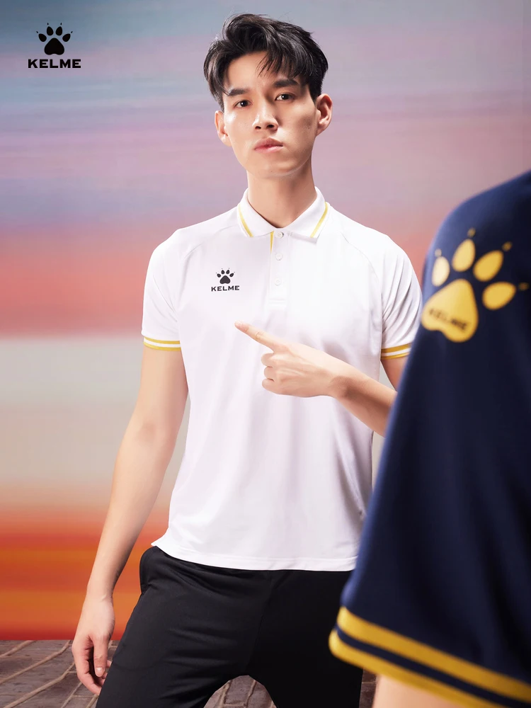 Kelme Men's Training Polo Shirt Football Sports Leisure Polo Shirt Outdoor Running Breathable T-shirt Basketball Short Sleeve - Image 3