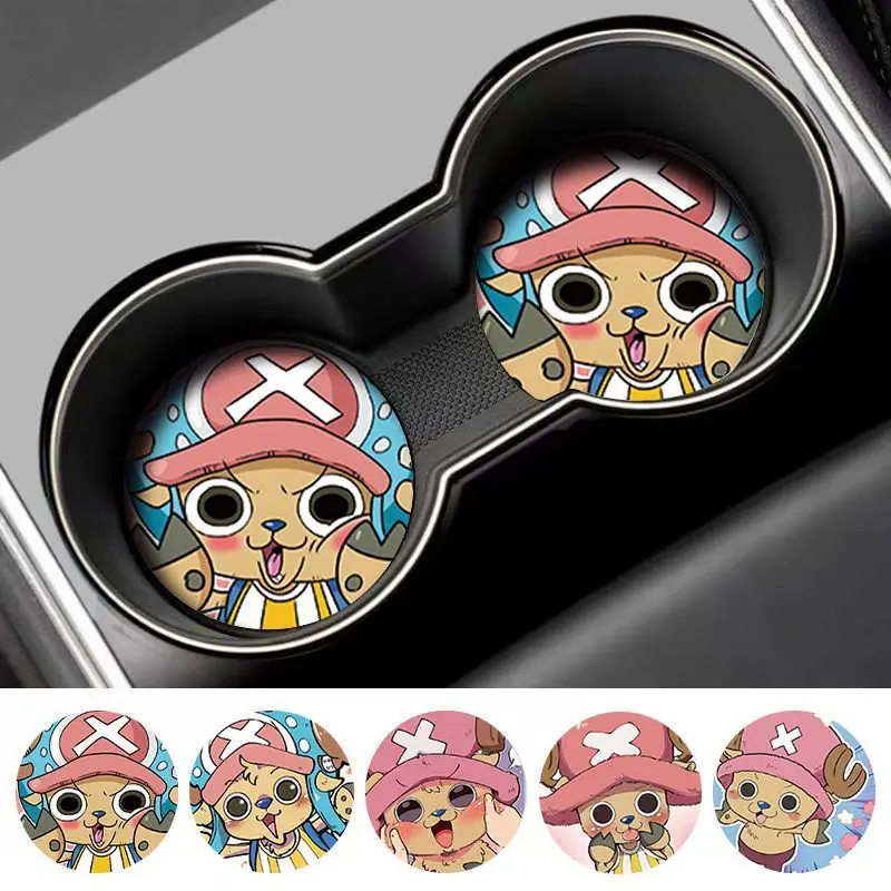 New creative One Piece soda cup coaster, high-value, stylish, high-temperature resistant, cute tomyChopper cartoon car cup mat view 3