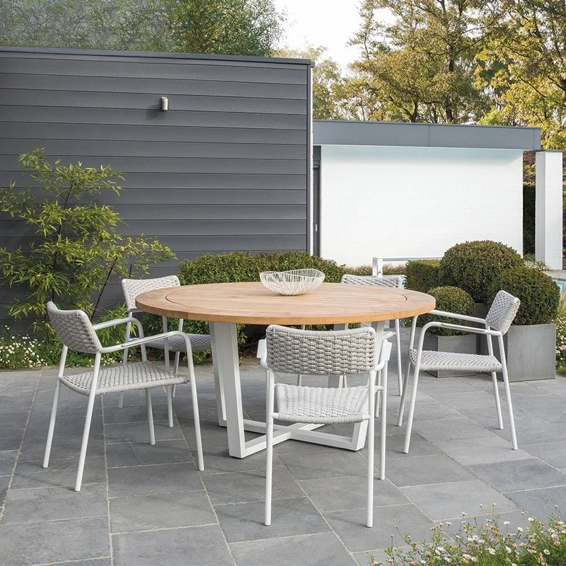 Open-air villa garden hotel rattan chair five-piece teak outdoor table and chair furniture