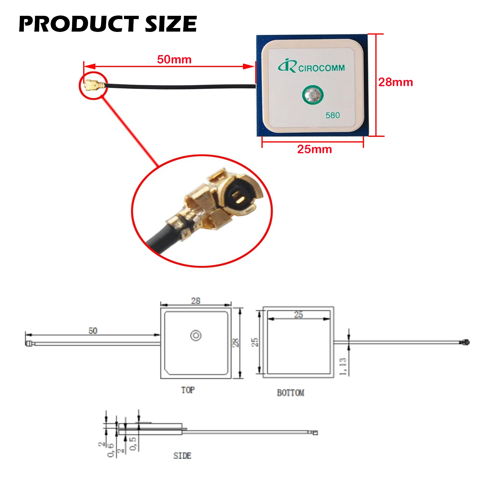 32db High Gain Cirocomm 5cm Aktywna antena GPS Antena ceramiczna Antena IPEX 25x25x5mm