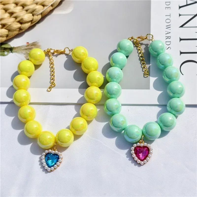 قابل للتعديل طوق الحيوانات الأليفة اللؤلؤ الحب قلادة القط طوق جرو اكسسوارات الكلب سلسلة تشيهواهوا الزفاف مجوهرات الحيوانات الأليفة الاشياء #3