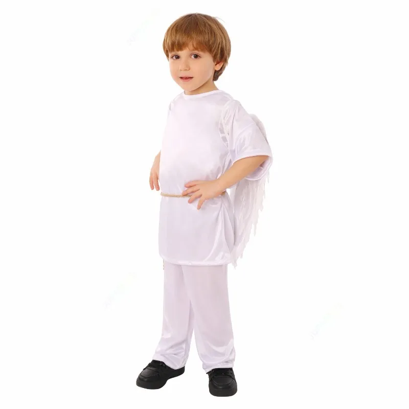 Kinder Cupid Cosplay Kostüm Jungen Valentinstag weiße Kleidung mit Flügeln Schul bühne Leistung Kindertag Outfits Top Hosen