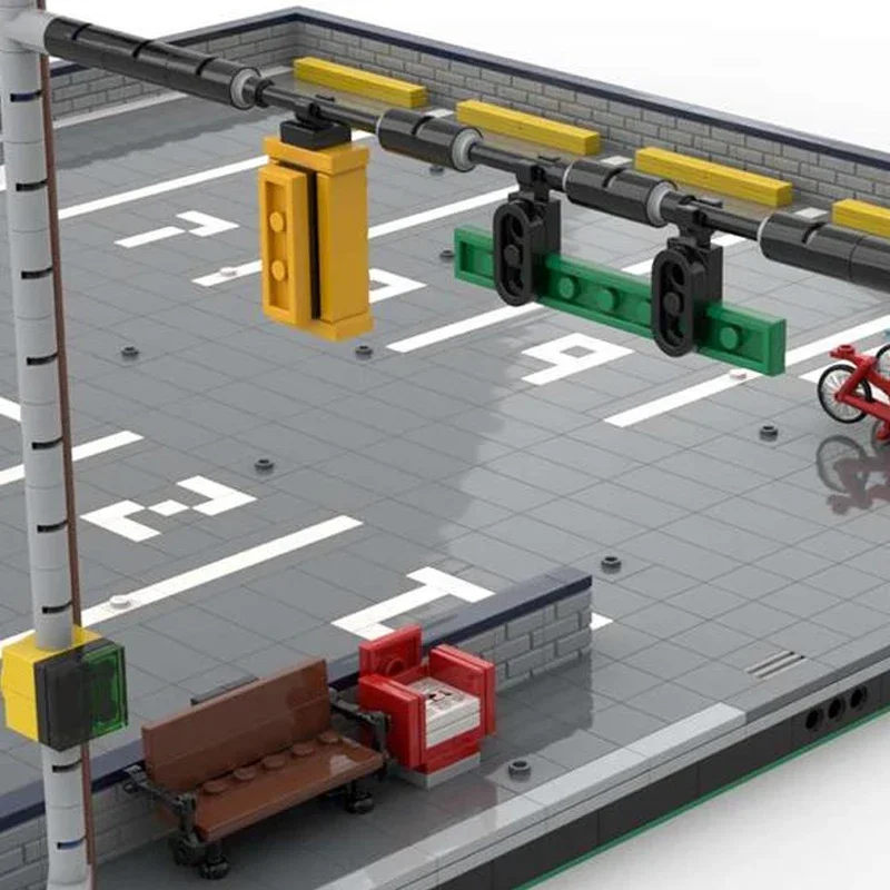 City Street View รุ่น Moc อาคารอิฐเมืองที่จอดรถเทคโนโลยี Modular Blocks ของขวัญของเล่นคริสต์มาส DIY ชุดประกอบ