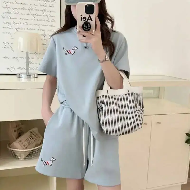 تي شيرت أنثى السراويل مستقيم جولة الرقبة مكتب عروض رخيصة كيت ميزات جديدة للمنتجات المطابقة النساء S مجموعات قصيرة قطع