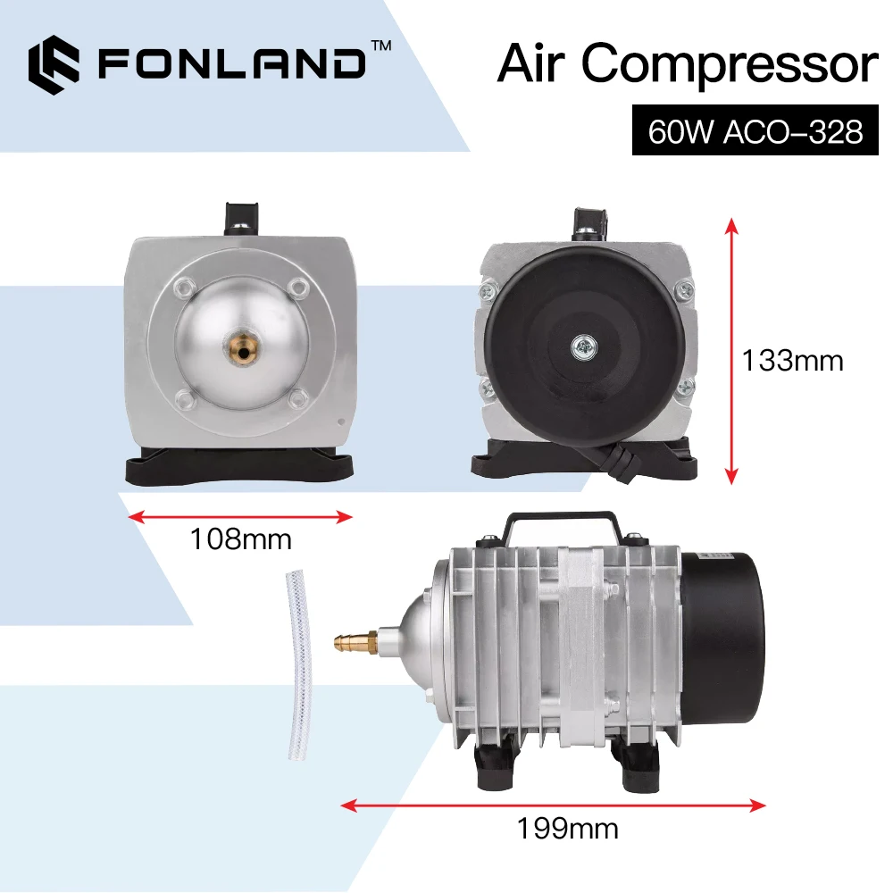 FONLAND ACO-328 60W Air Compressor Electrical Magnetic Air Pump for CO2 Laser Engraving Cutting Machine view 5