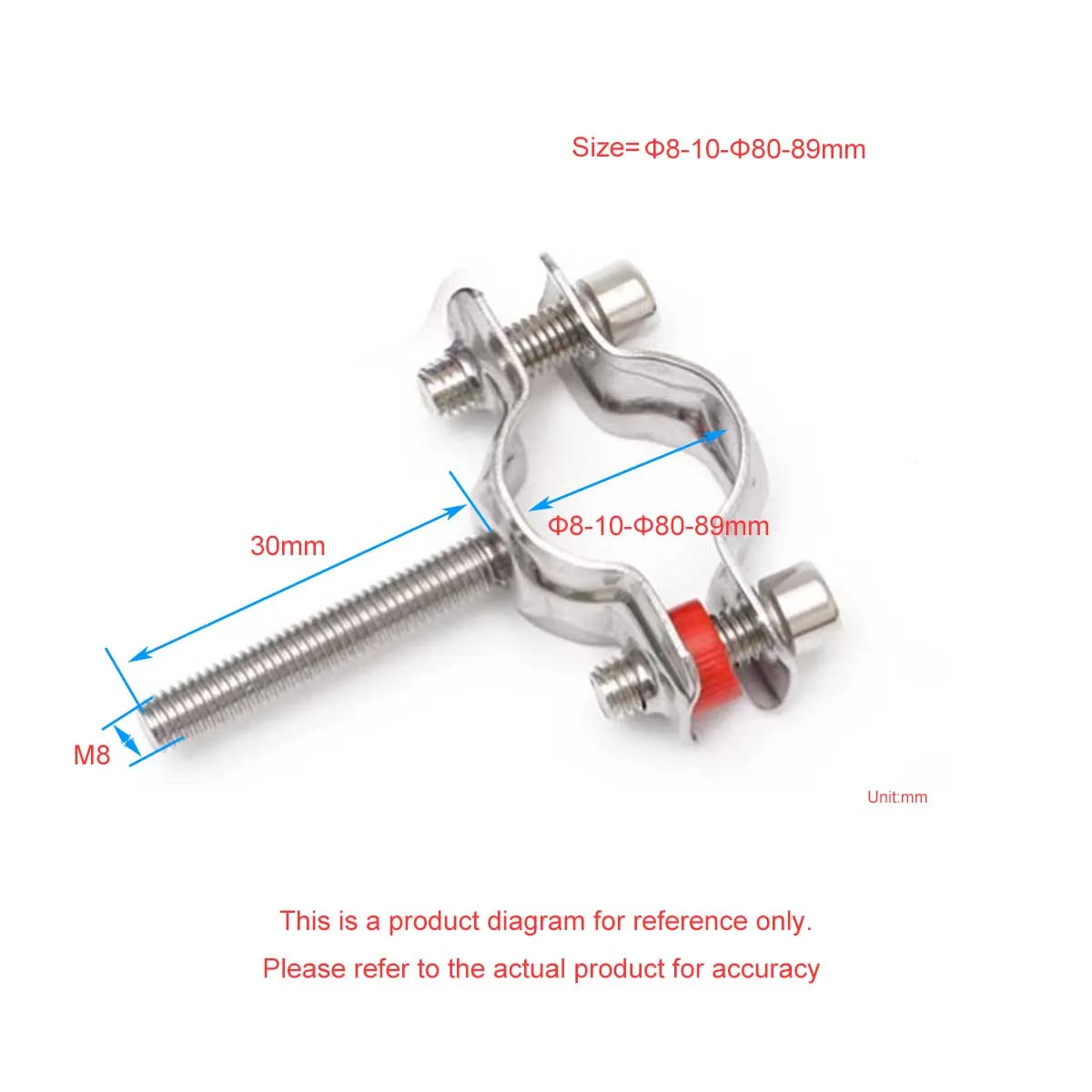 304 Stainless Steel Fixed Pipe Bracket Expansion Screw Pipe Clamp /Screw Length M8 * 30