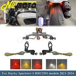 Mini Front Rear LED Turn Signals Indicator Tail Light DRL Blinker Brake Lamp Flashing Light For Harley Sportster S 1250 RH1250S