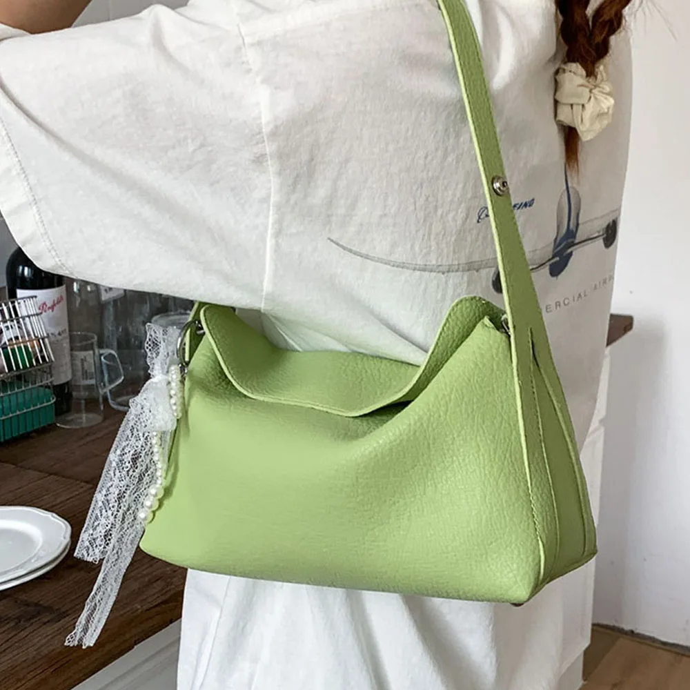 

Trendy Design Women Shoulder Bags Solid Pu Leather Pillow Bag Large Capacity Female Underarm Packs Leisure Crossbody Bags