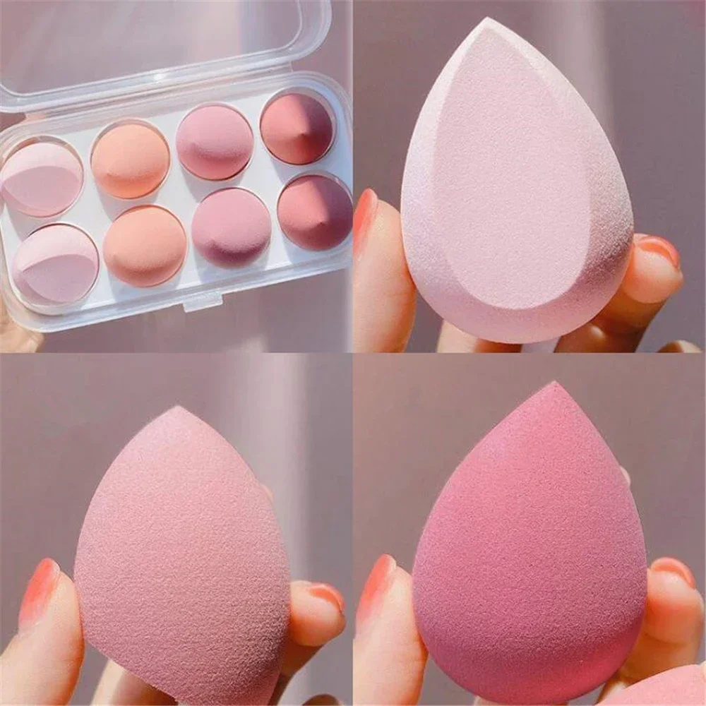 4/8 sztuk gąbka do makijażu Blender Beauty Egg kosmetyczne Puff miękkie gąbki do podkładu poduszeczka do pudru kobiety akcesoria do makijazu przybory kosmetyczne